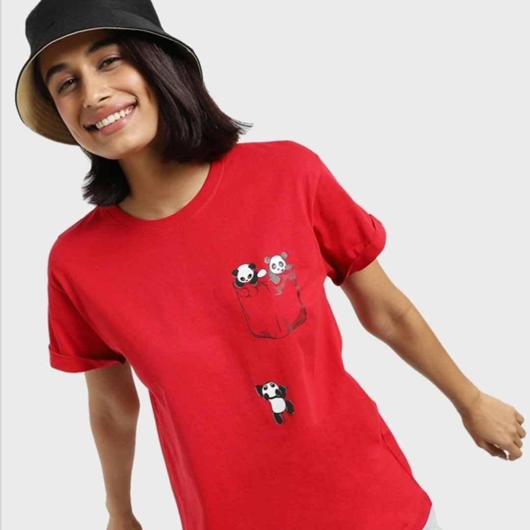 Panda pocket t on sale shirt