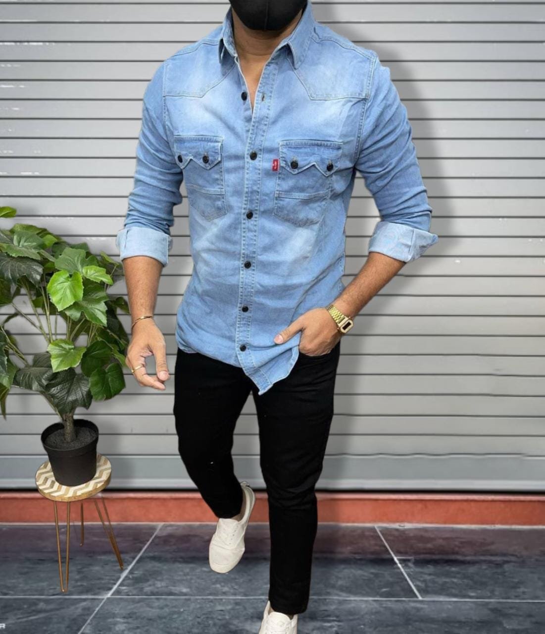 denim double pocket shirt